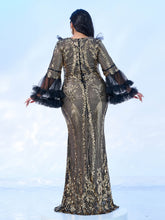 Plus Bell Sleeve Sequin Evening Dress